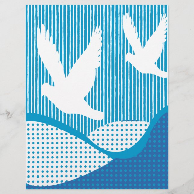 Peace White Doves Artsy Peace Scrapbook Paper (Devant)
