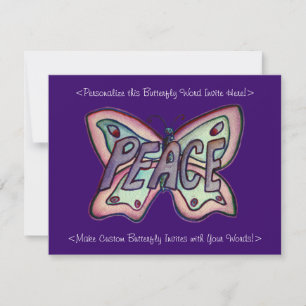Peace Word Art Butterfly Wings Invitations personn