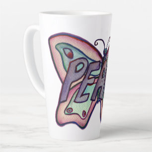 Peace Word Art Purple Papillon Wing Cup Latte Mug
