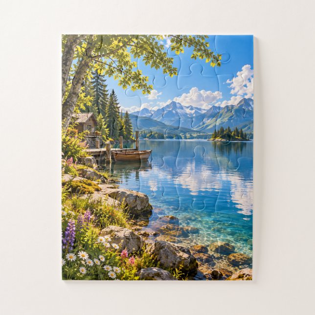 Peaceful Mountain Lake Jigsaw Puzzle (Vertical)