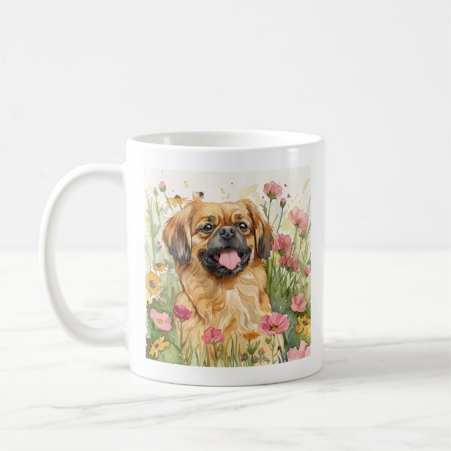 Peaceful Pekingese Watercolor Mug (Gauche)