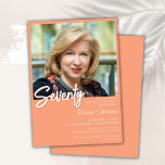 Peach 70th Birthday Photo Invitation<br><div class="desc">Photo moderne minimaliste pêche et blanc 70e anniversaire invitation pour une fête d'anniversaire amusante. L'âge peut être changé. Cette invitation est simple et élégante, adulte jalon d'anniversaire invitation pour les hommes et les femmes. La couleur pêche et blanche arrière - plan peut être changée en n'importe quelle couleur de votre...</div>