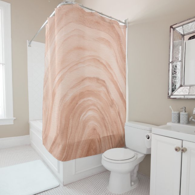 Peach Agate II Aquarelle Motif rideau de douche (En situation)