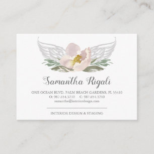 Peach Angel Wings Floral Cartes de visite