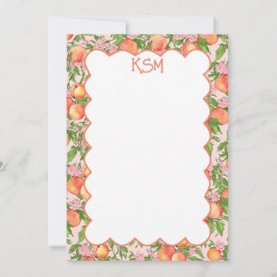 Peach Blossom Monogramme Cartes