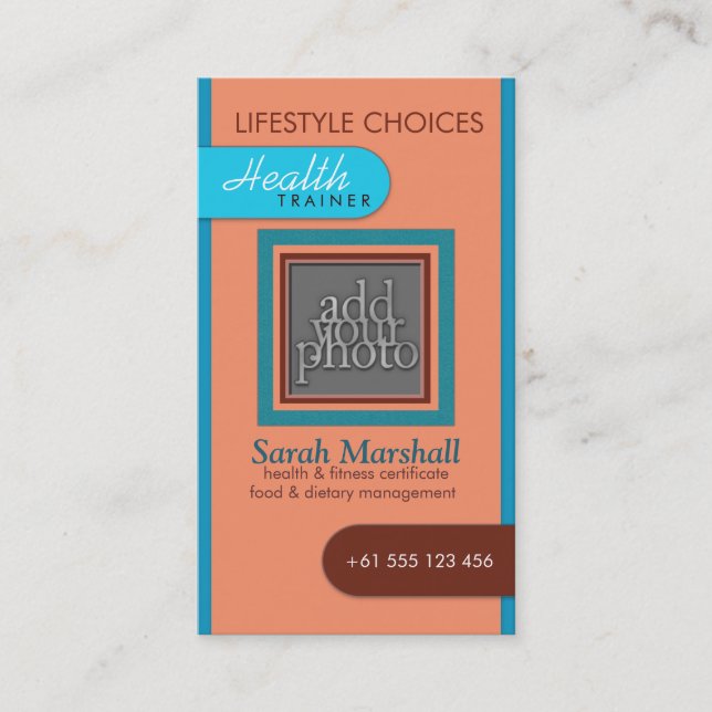 Peach & Blue Ajouter votre Carte de visite photo (Devant)