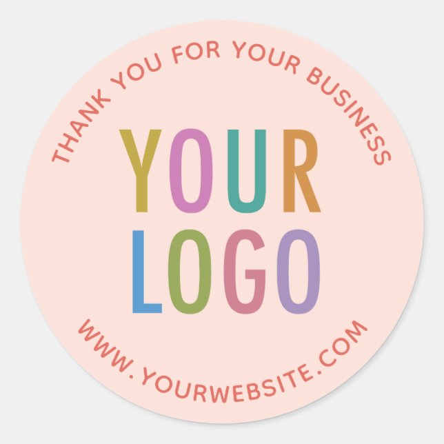 Peach Business Merci Stickers Logo personnalisé (Devant)