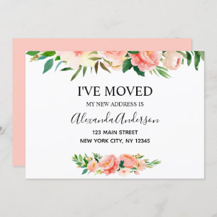 Peach Coral Floral Moving Faire-part