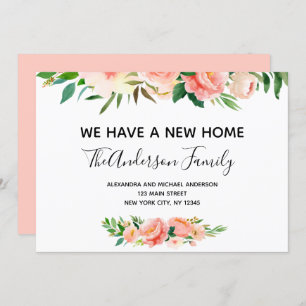 Peach Coral Floral Moving Faire-part