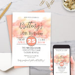 Peach Coral moderne 16th Any Birthday Invitation<br><div class="desc">Cet élégant et moderne Peach Coral 16th Any Birthday Invitation est parfait pour toute invitation de fête d'anniversaire! Célébrez un 21e, 30e, 40e, 50e ou 60e anniversaire avec une invitation unique et colorée qui est encore minime et simple. Personnalisez le texte pour lire ce que vous voulez et incluez les...</div>
