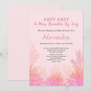 Peach Coral rose Ahoy Girl Baby shower