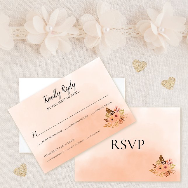 Peach Delight Ombre Wedding Carte RSVP (Créateur téléchargé)
