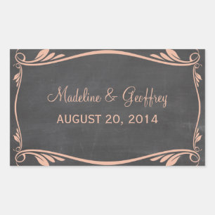 Peach Flourish Chalkboard Mariage Stickers