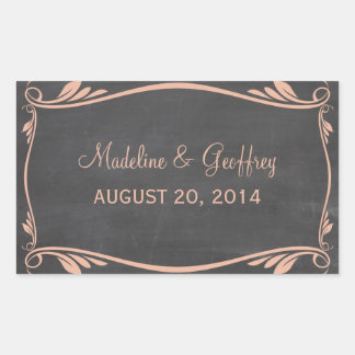 Peach Flourish Chalkboard Mariage Stickers