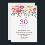 Peach Flowers rose 30th Birthday Party Invitation<br><div class="desc">Peach Flowers rose 30th Birthday Party Invitation Doux Peinture à la main Aquarelle Floral Collection Correspondance à Niche et Nest store. Peach Flowers Peonies Rose Aquarelle Clipart Blanc Hydrangea Parfait pour votre fête d'anniversaire</div>