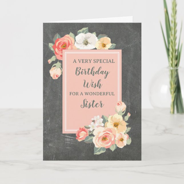 Peach Flowers Soeur Carte d'anniversaire (Devant)