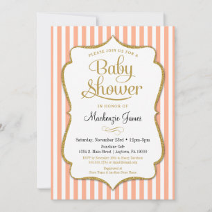 Peach Gold Baby shower Invitation Neutre Garçon Fi