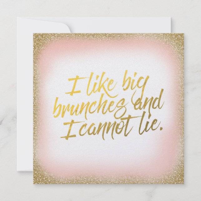 Peach Gold J'aime Big Brunches Invitation Pearl (Devant)