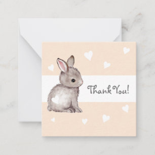 Peach Heart Bunny Baby shower Cartes pour notes de