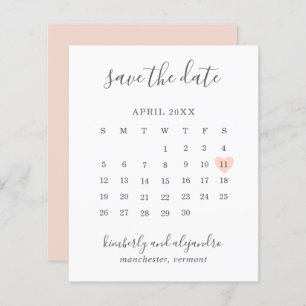 Peach Heart Calender Budget Wedding Enregistrer la