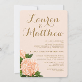 Peach Hydrangea Faire-part de mariage