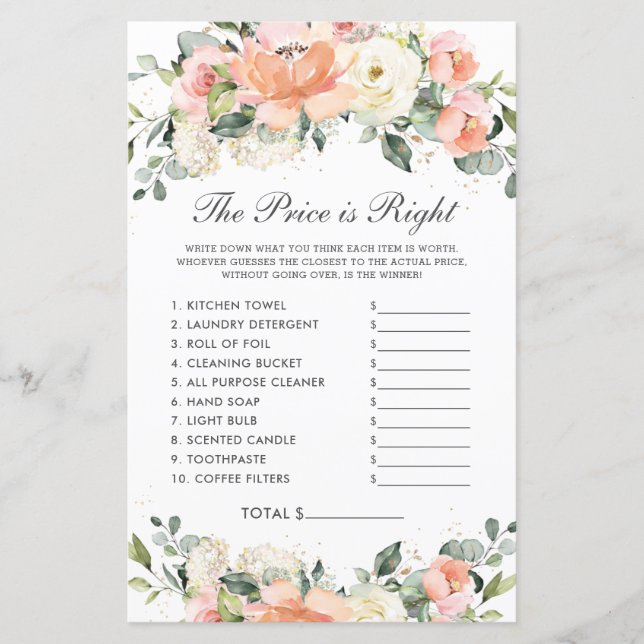 Peach ivoire Floral Douche Prix est le bon jeu (Devant)