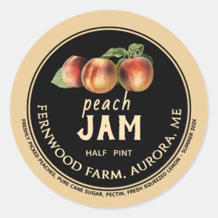 Peach Jam Jar Étiquette Jelly Preserve