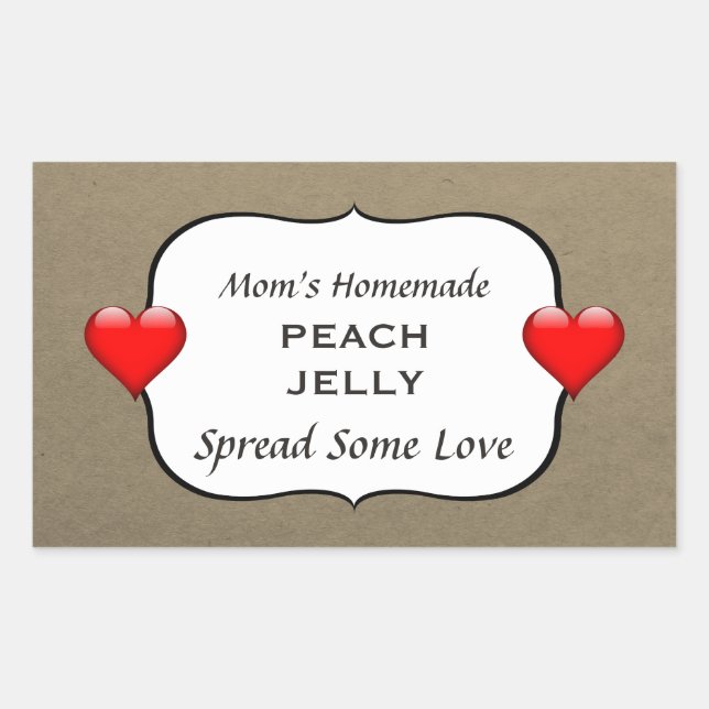 Peach Jelly Jam Pays Canne Étiquette (Devant)