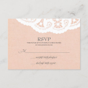 Peach Lace Doily Wedding RSVP