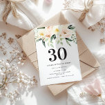 Peach marine aquarelle florale 30e anniversaire fê<br><div class="desc">Peach watercolor floral trentième anniversaire invitations fêtes. Belle élégante et moderne thème de fête.</div>