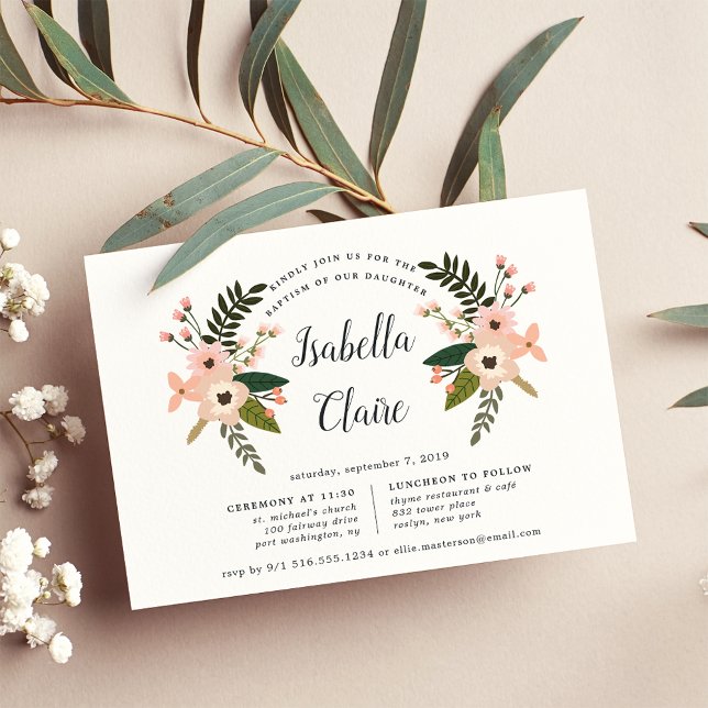 Peach Meadow Christening ou Baptism Invitation (Créateur téléchargé)