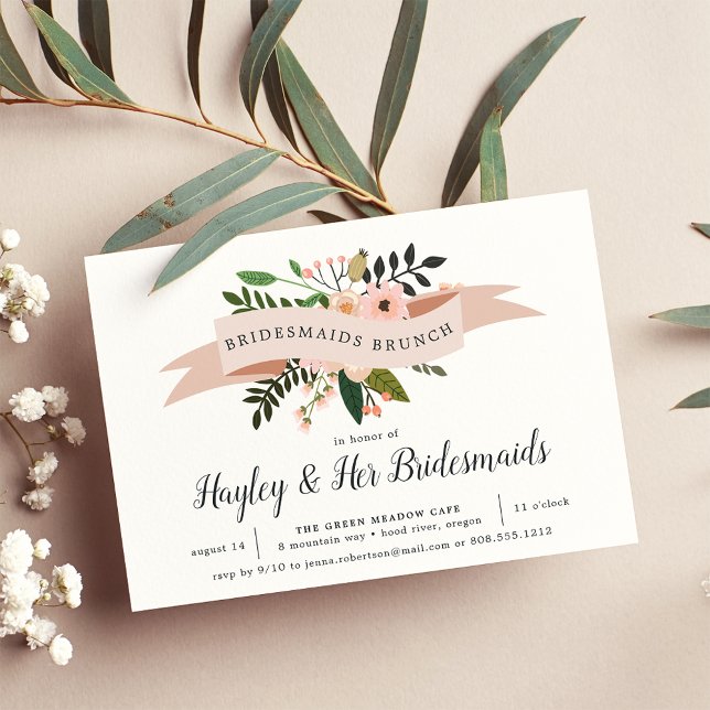 Peach Meadow | Invitation de brunch des demoiselle (Créateur téléchargé)