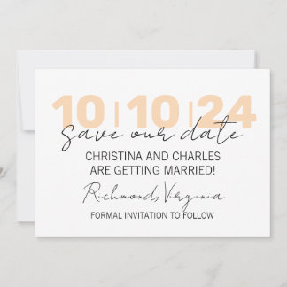 Peach Minimalist Enregistrer La Carte Date