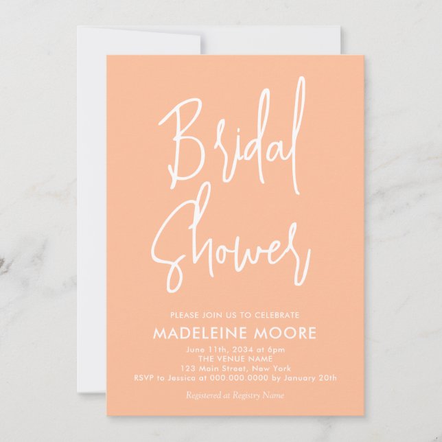 Peach Modernisation Calligraphie Invitation de dou (Devant)