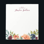 Peach Navy Floral Bloc-notes personnalisé Papier-n<br><div class="desc">Plus de jolis Notepads dans le Little Bayleigh Store!</div>