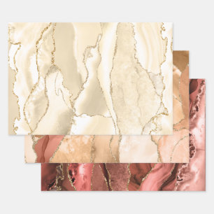 Peach nuances agate feuilles papier d'emballage
