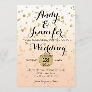 Peach Ombré & Gold Confetti Faire-part de mariage