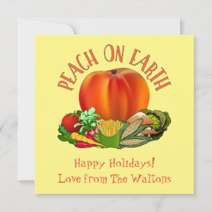 Peach on Earth Funny Christmas Pun Carte de vacanc