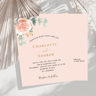 Peach or rose QR RSVP budget faire-part de mariage