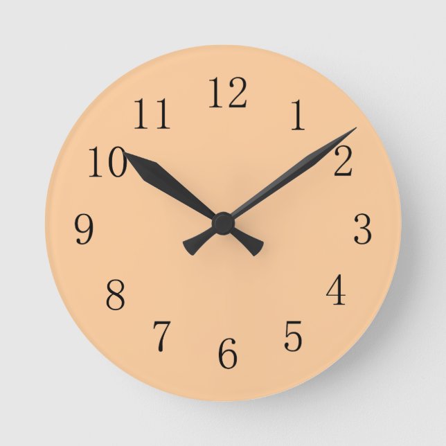 Peach Pastel Orange Earth Tone Cuisine Mur Horloge (Recto)