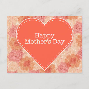 Peach pastel vintage rose Carte de fête des mères