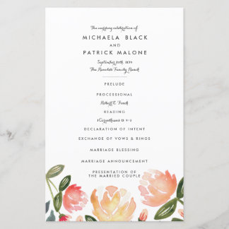 Peach Peonies Programmes de mariage