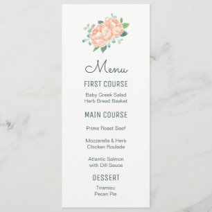 Peach Peony Aquarelle Menus Fleur