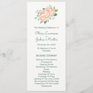 Peach Peony & Eucalyptus Programmes de mariage