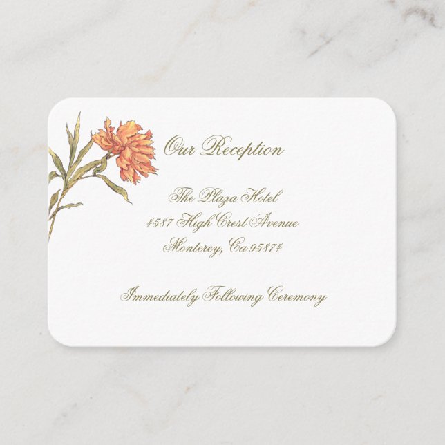 Peach Peony Floral Réception Insertion Cartes (Devant)