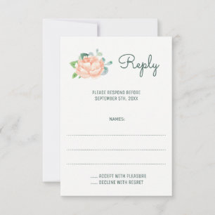 Peach Peony Watercolor Mariage Répondre Cartes