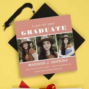 Peach Photo Graduation Party Invitation