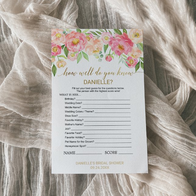 Peach Pink "Comment Bien Connaissez-Vous La Mariée (Créateur téléchargé)