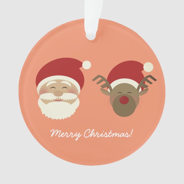 Peach Pink Cute Père Noël & Christmas Reindee (devant)