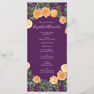 Peach Plum Purple Peony Roses Programmes de mariag